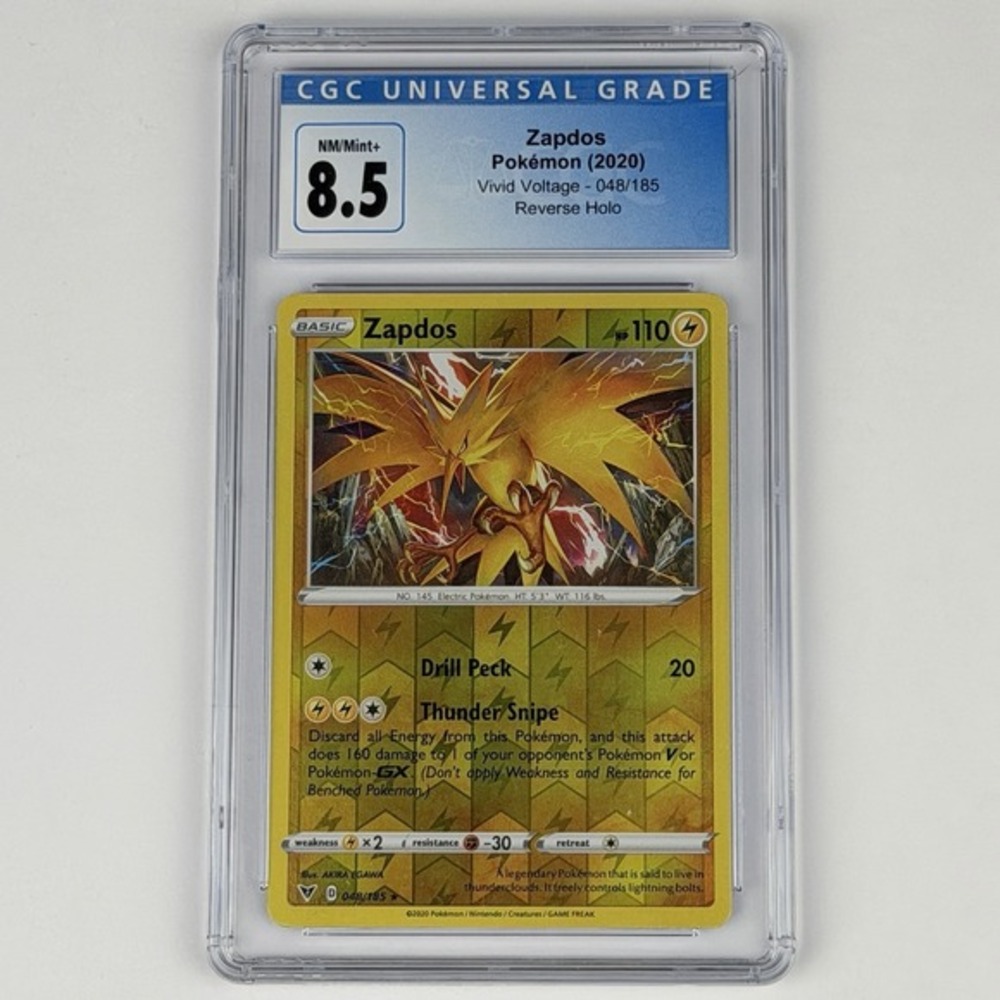 Pokemon Zapdos Reverse Holo 048/185 CGC 8.5 NM/Mint+ Vivid Voltage 2020 TCG